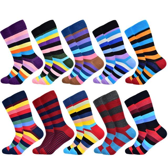 Men's Socks - New Brand Classic Striped Socks - Cotton Colorful Happy Fashion (TG8)(F92)