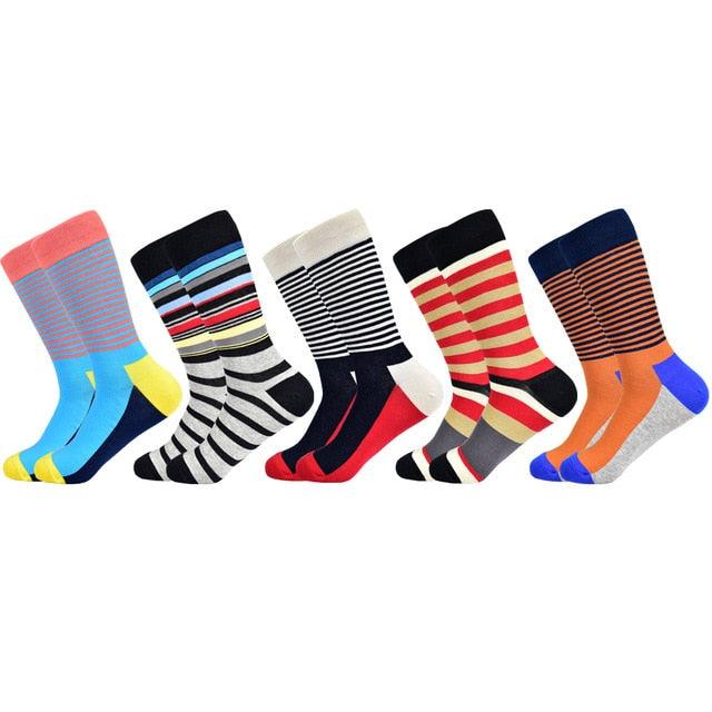 Men's Socks - New Brand Classic Striped Socks - Cotton Colorful Happy Fashion (TG8)(F92)