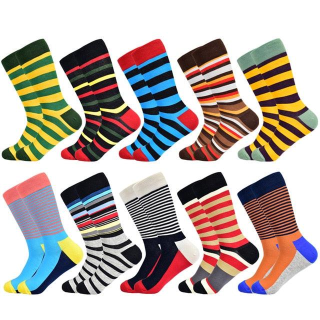 Men's Socks - New Brand Classic Striped Socks - Cotton Colorful Happy Fashion (TG8)(F92)
