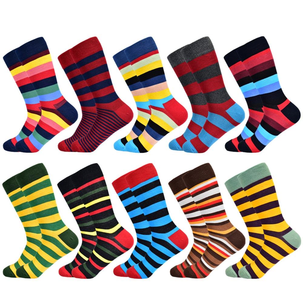 Men's Socks - New Brand Classic Striped Socks - Cotton Colorful Happy Fashion (TG8)(F92)