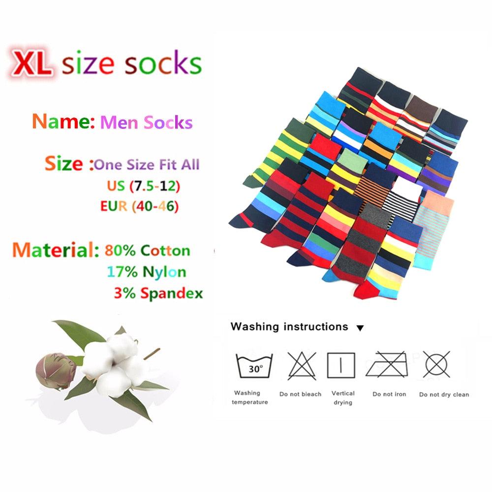 Men's Socks - New Brand Classic Striped Socks - Cotton Colorful Happy Fashion (TG8)(F92)