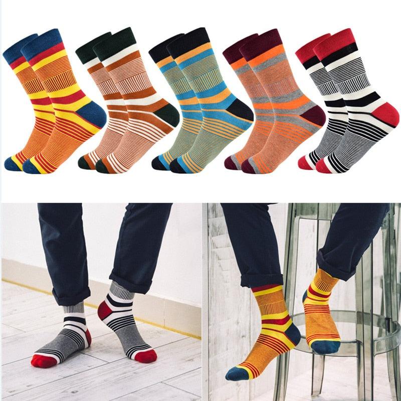 Men's Socks - Fashion Color Striped Design Style Cotton Socks (TG8)(T6G)(F92)