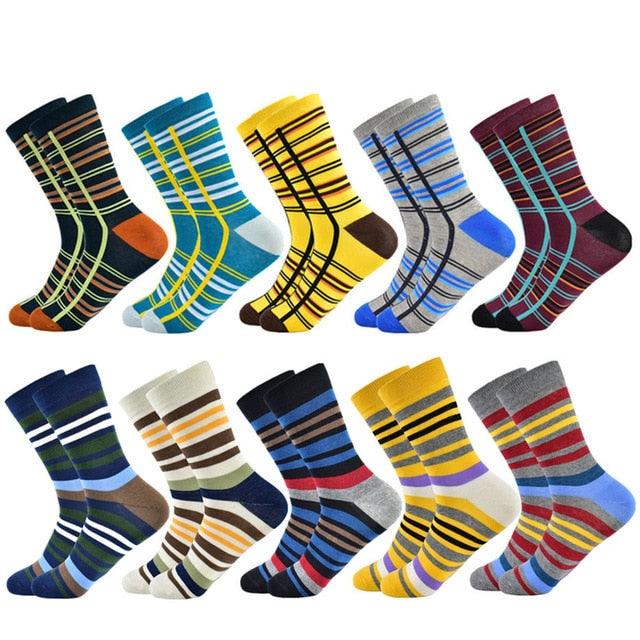 Men's Socks - Fashion Color Striped Design Style Cotton Socks (TG8)(T6G)(F92)