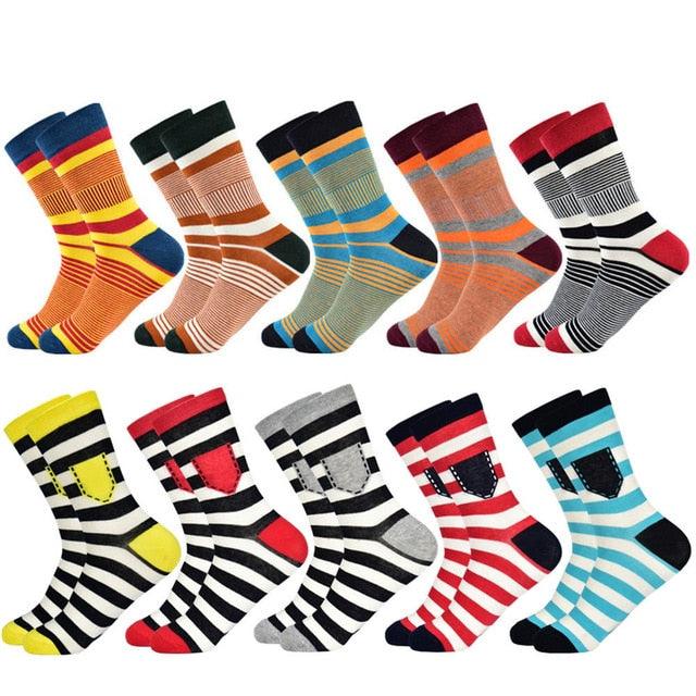 Men's Socks - Fashion Color Striped Design Style Cotton Socks (TG8)(T6G)(F92)