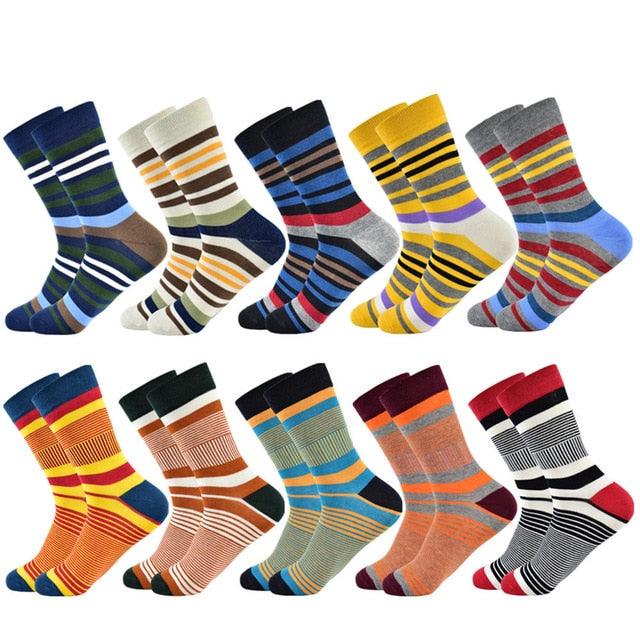 Men's Socks - Fashion Color Striped Design Style Cotton Socks (TG8)(T6G)(F92)