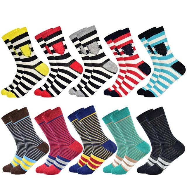 Men's Socks - Fashion Color Striped Design Style Cotton Socks (TG8)(T6G)(F92)