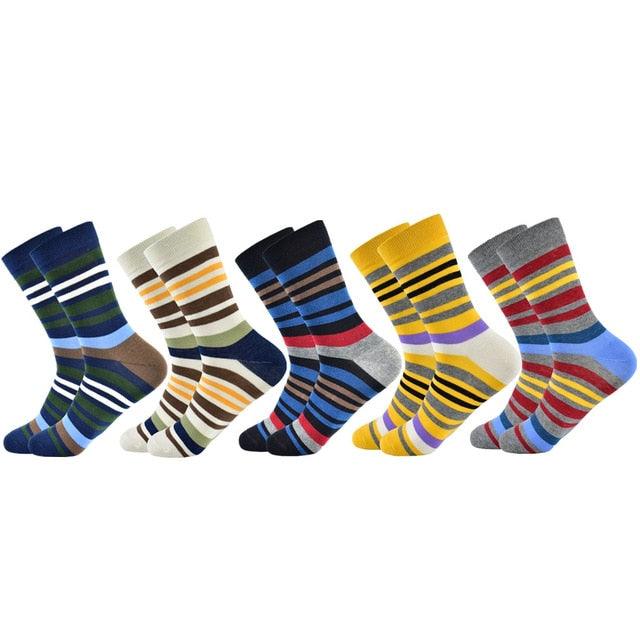 Men's Socks - Fashion Color Striped Design Style Cotton Socks (TG8)(T6G)(F92)