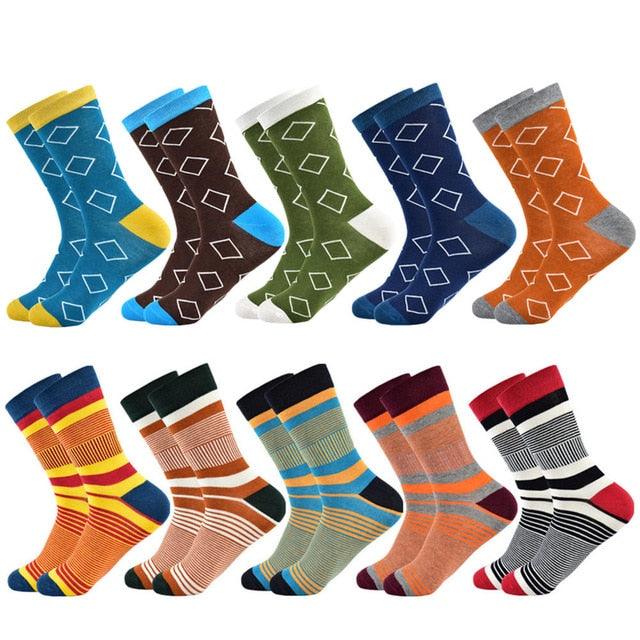Men's Socks - Fashion Color Striped Design Style Cotton Socks (TG8)(T6G)(F92)