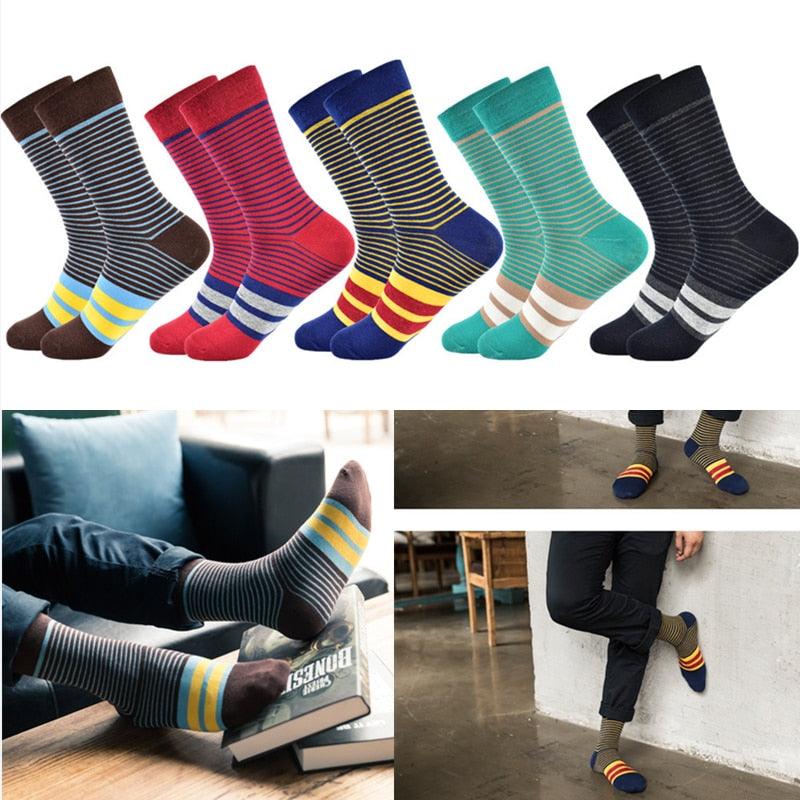 Men's Socks - Fashion Color Striped Design Style Cotton Socks (TG8)(T6G)(F92)