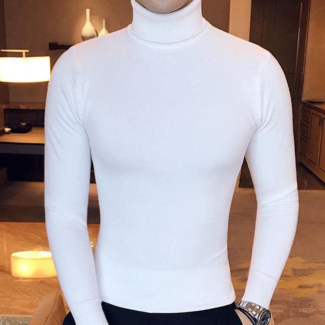 Men's Turtleneck Sweaters & Pullovers - Winter Casual Solid Knitted Turtleneck Wool Sweater (TM6)
