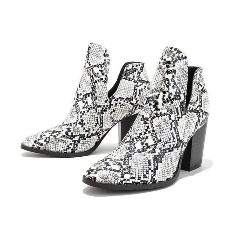 Cute Western Cowboy Boots - Animal Snake pattern PU Leather -(D38)(D36)(BB1)(BB2)(CD)(WO4)