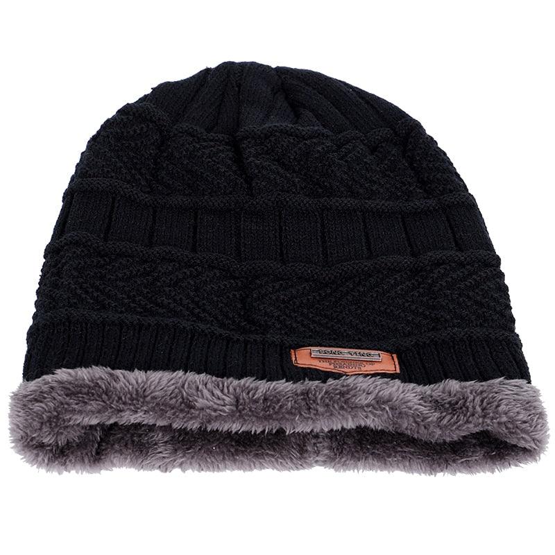 New Brand Solid Color Knit Beanie Hat - Men's Winter Warm Plus Velvet Thicken Hedging Cap (MA8)(F103)
