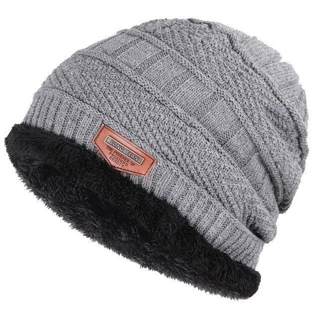 New Brand Solid Color Knit Beanie Hat - Men's Winter Warm Plus Velvet Thicken Hedging Cap (MA8)(F103)