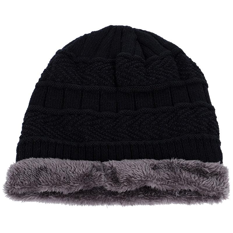 New Brand Solid Color Knit Beanie Hat - Men's Winter Warm Plus Velvet Thicken Hedging Cap (MA8)(F103)
