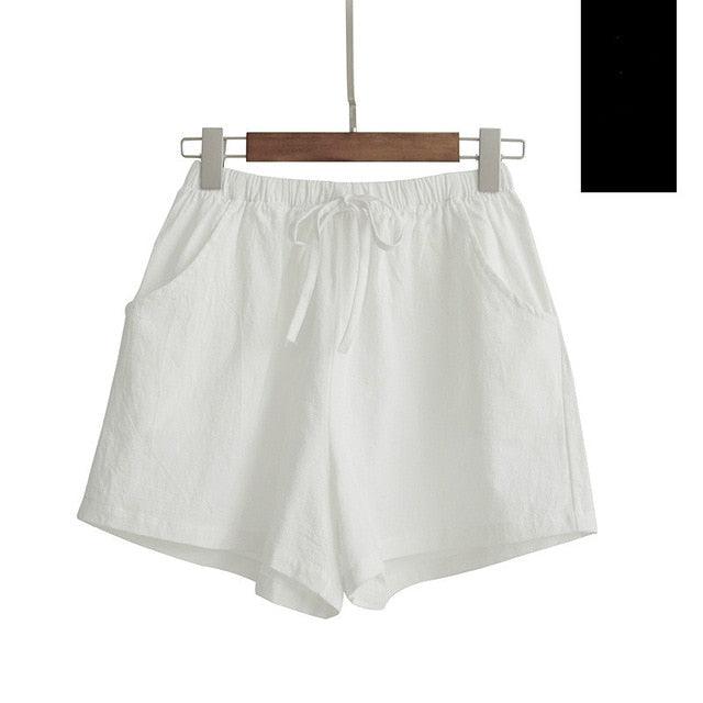New Hot Summer Casual Cotton Linen Shorts - Women Plus Size High Waist Shorts - Fashion Short Pants (TBL2)