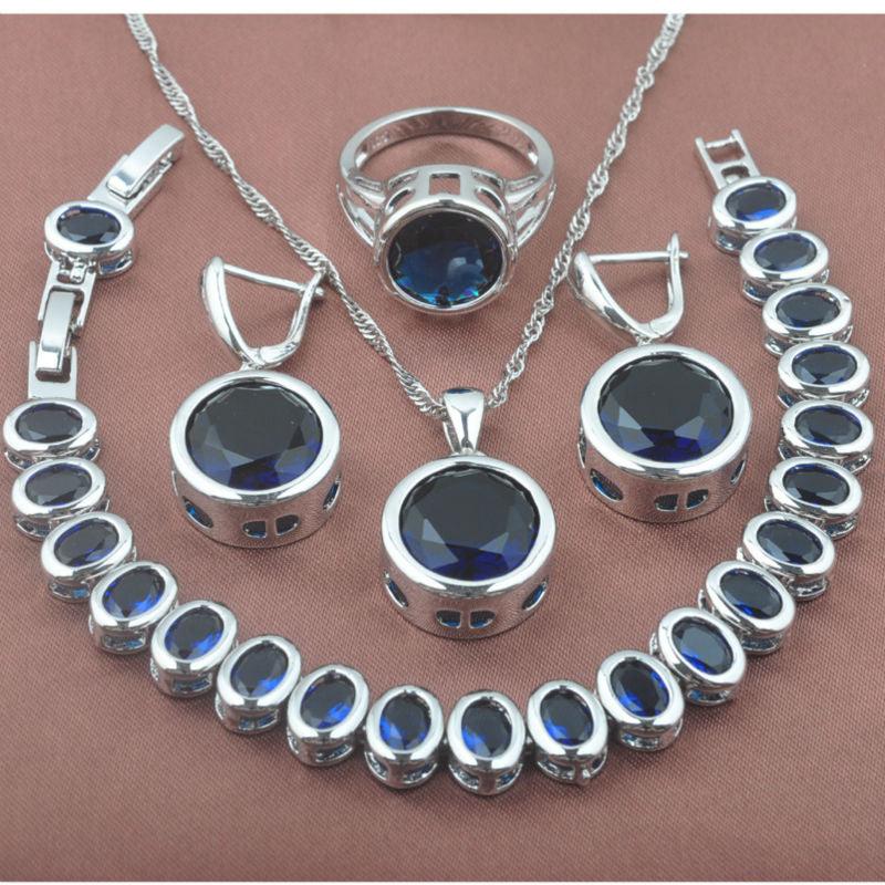New Jewelry Sets - Women's Wedding Crystal Bracelet , Necklace Blue Zirconia Pendant (D81)(3JW)