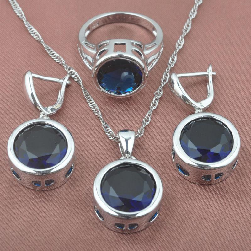 New Jewelry Sets - Women's Wedding Crystal Bracelet , Necklace Blue Zirconia Pendant (D81)(3JW)