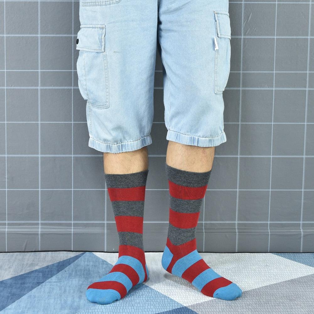 New Men's Socks Stripes Classic High Quality Casual Business Cotton Socks (TG8)(F92)