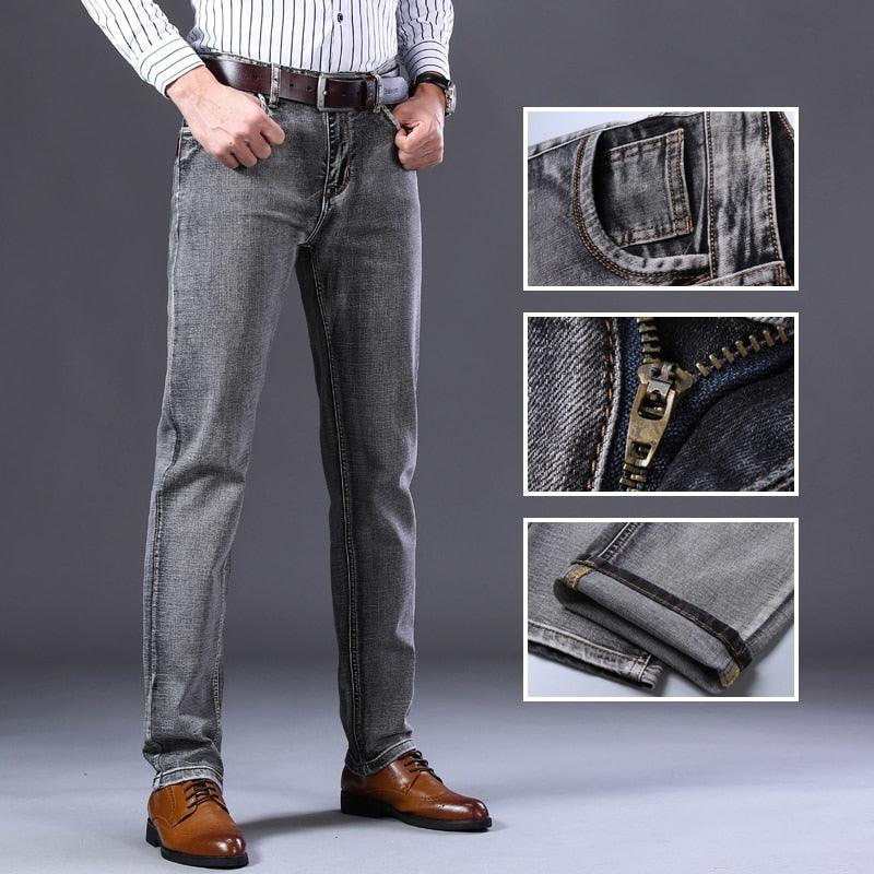New Men's Stretch Regular Fit Jeans - Business Casual Classic Style Fashion Trousers (TG2)(F9)