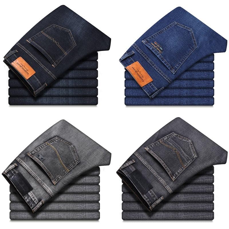 New Men's Stretch Regular Fit Jeans - Business Casual Classic Style Fashion Trousers (TG2)(F9)