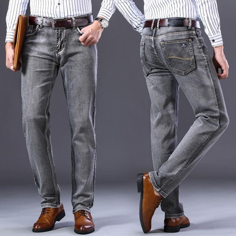 New Men's Stretch Regular Fit Jeans - Business Casual Classic Style Fashion Trousers (TG2)(F9)