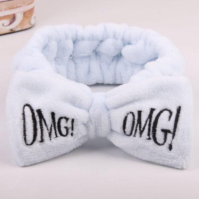 Great New OMG Letter Coral Fleece Wash Face Bow Hairbands - Women Headwear Turban Accessories (8WH1)1