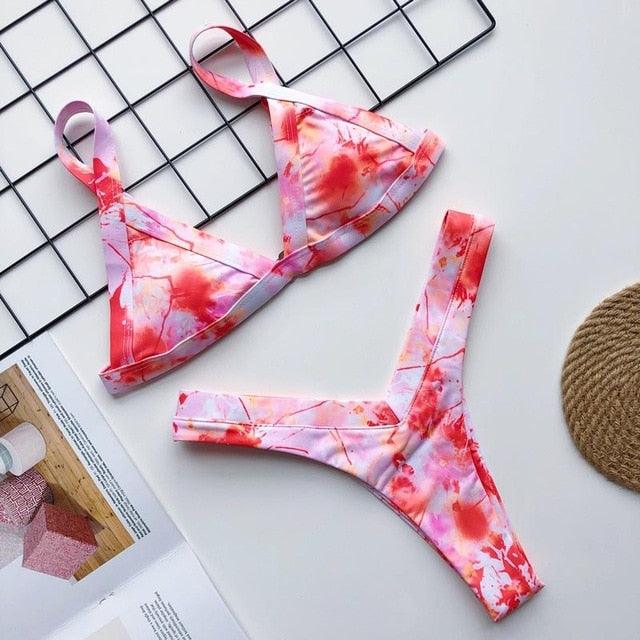 New Print Bikini High Waist Swimsuit - Women Swimwear Two Pieces Bikini Set - Sexy Bathing Suit (TB8D)(F26)