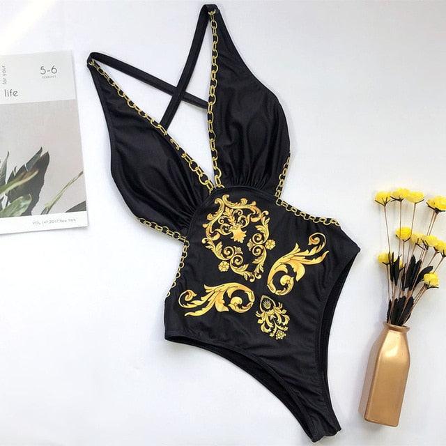 Trending New Sexy Leopard Swimwear - Tummy Cut Out One Piece Swimsuit - Female Tassel Bather Hollow Out Bathing Suit (TB8D)(F26)