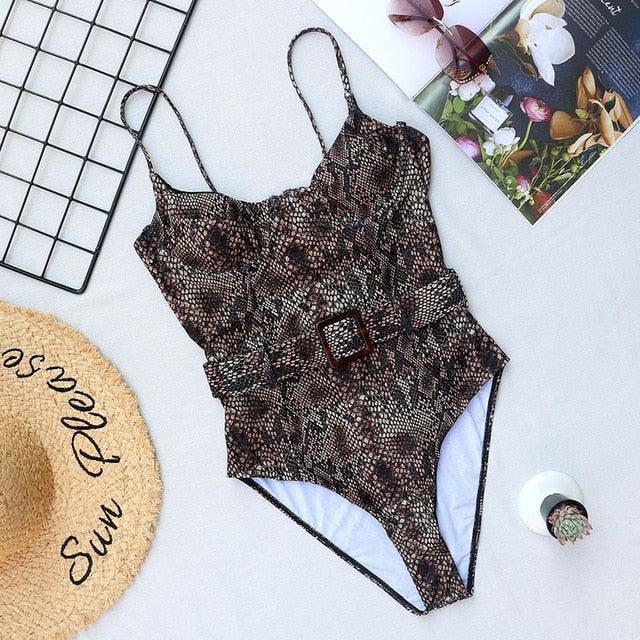 Trending New Sexy Leopard Swimwear - Tummy Cut Out One Piece Swimsuit - Female Tassel Bather Hollow Out Bathing Suit (TB8D)(F26)