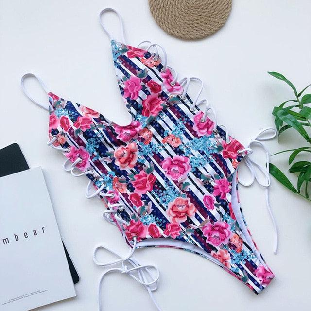 Trending New Sexy Leopard Swimwear - Tummy Cut Out One Piece Swimsuit - Female Tassel Bather Hollow Out Bathing Suit (TB8D)(F26)