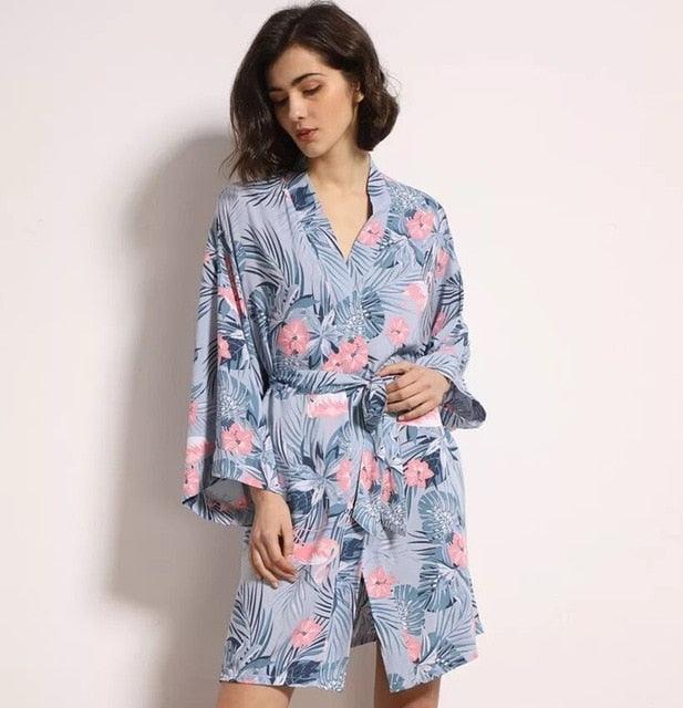 Trending New Sexy Women's Lingerie - Cotton Bathrobe - Women Flower Print Sleepwear - Big Size (D29)(TSL1)
