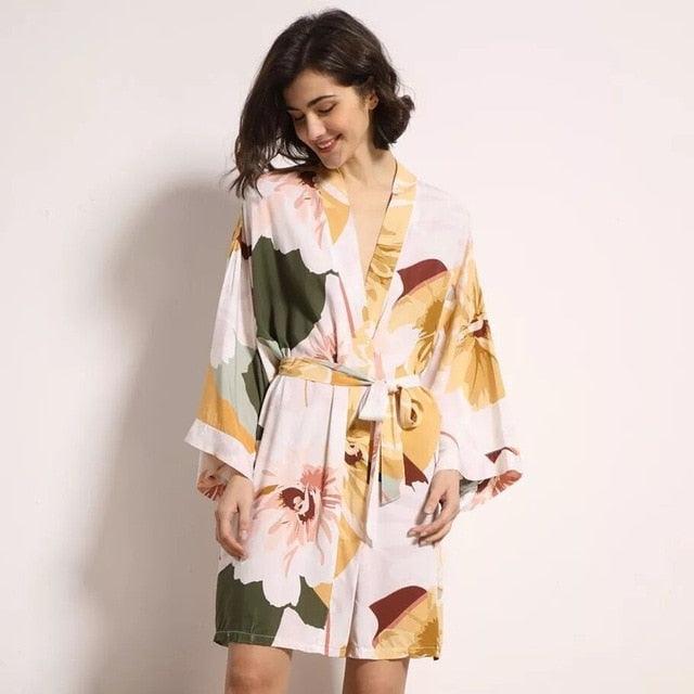 Trending New Sexy Women's Lingerie - Cotton Bathrobe - Women Flower Print Sleepwear - Big Size (D29)(TSL1)