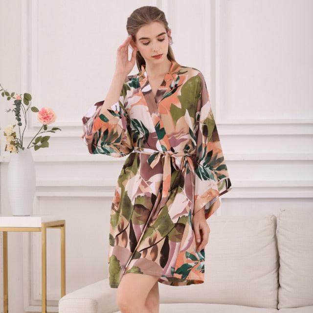 Trending New Sexy Women's Lingerie - Cotton Bathrobe - Women Flower Print Sleepwear - Big Size (D29)(TSL1)