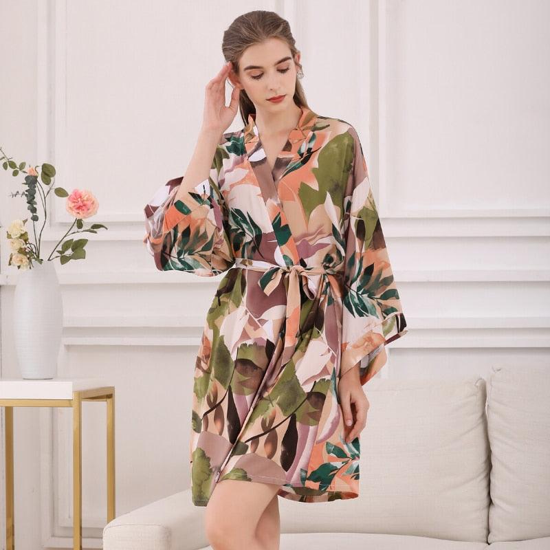 Trending New Sexy Women's Lingerie - Cotton Bathrobe - Women Flower Print Sleepwear - Big Size (D29)(TSL1)