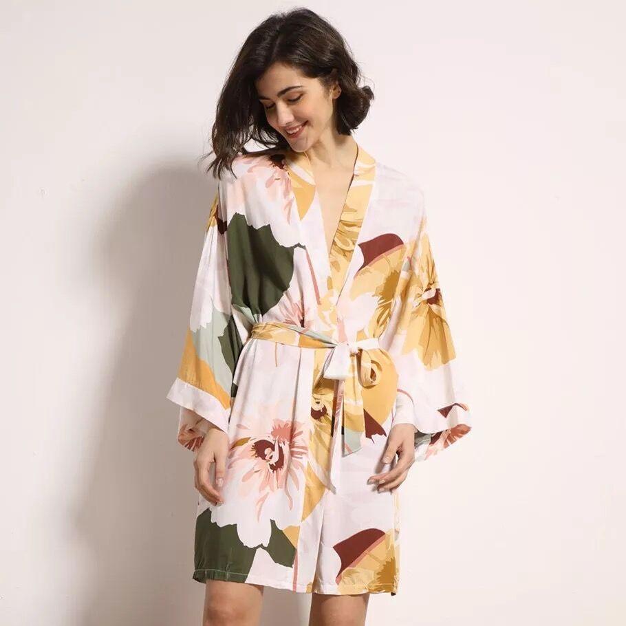 Trending New Sexy Women's Lingerie - Cotton Bathrobe - Women Flower Print Sleepwear - Big Size (D29)(TSL1)