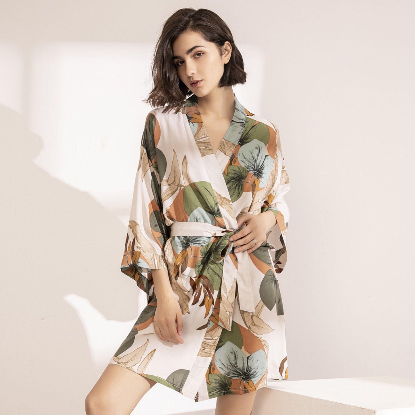 Trending New Sexy Women's Lingerie - Cotton Bathrobe - Women Flower Print Sleepwear - Big Size (D29)(TSL1)