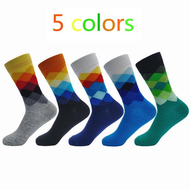 New Socks - Casual Men's Color Stripes Five Pairs Of Large Size 39-47 Fashion Socks (TG8)(T6G)