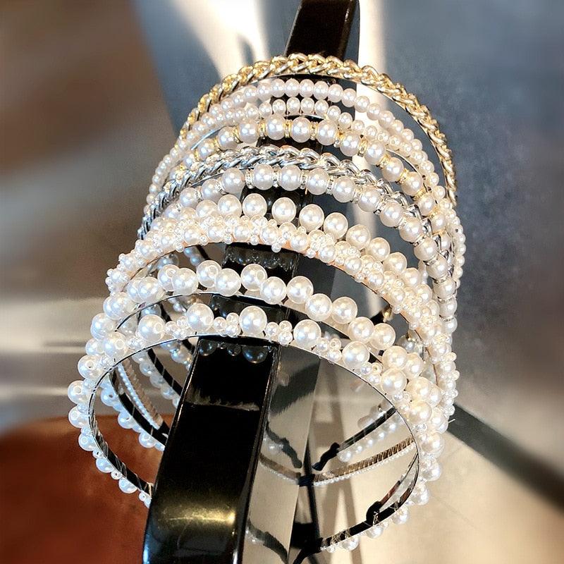 New Women Elegant Full Pearls Hairbands - Hair Hoops Holder Ornament Headwear (8WH1)1