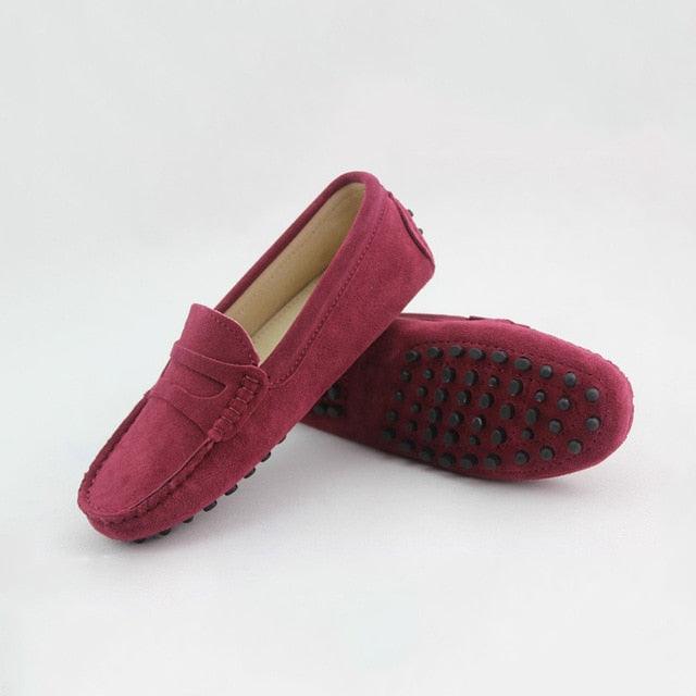 Nice Women 100% Genuine Leather Flat Shoes - Casual Loafers Slip On - Moccasins Lady Driving Shoes (FS)