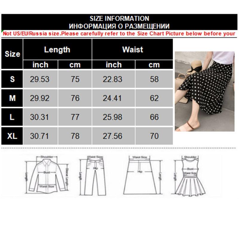 Trending Spring Chiffon Skirt - Women High Waist Midi Skirt - Summer Elegant Dot Print - Office Skirts (2U22)(2U20)