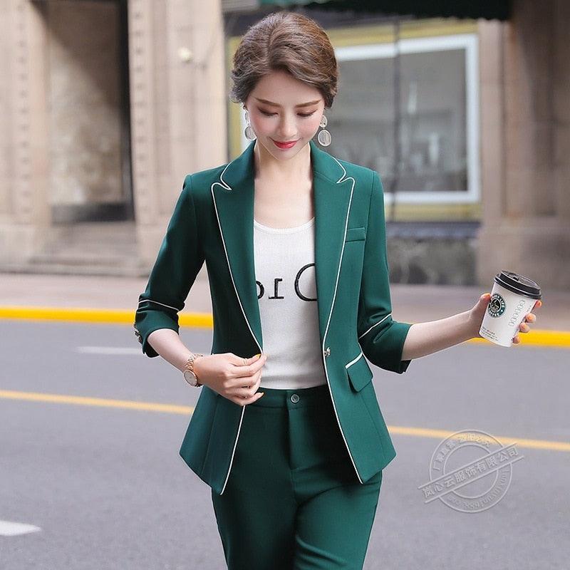 Spring And Summer Women's Pants Suits - High Quality Workwear - Elegant Lady Suit - Wild Trousers Two Piece (TB5)(F20)