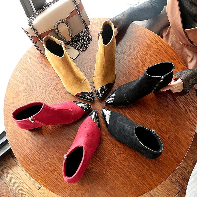 Women's Heels Boots - Winter Chelsea Boots - Warm Shoes Pointed Toe (BB1)(BB2)(CD)(WO4)
