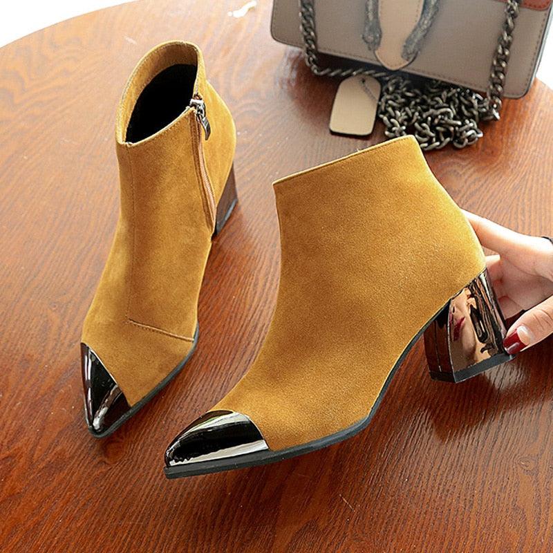 Women's Heels Boots - Winter Chelsea Boots - Warm Shoes Pointed Toe (BB1)(BB2)(CD)(WO4)