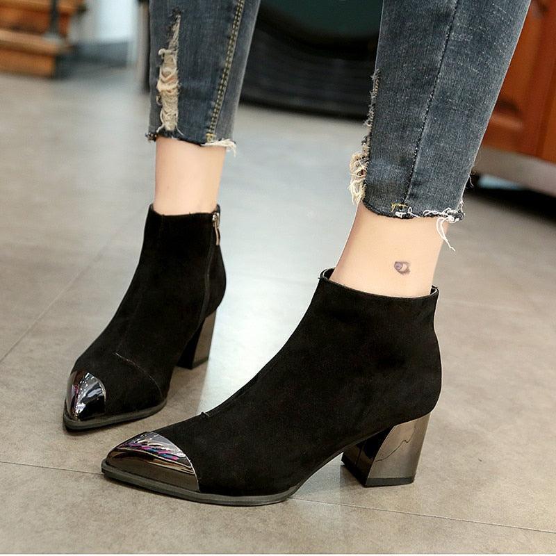 Women's Heels Boots - Winter Chelsea Boots - Warm Shoes Pointed Toe (BB1)(BB2)(CD)(WO4)