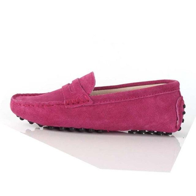 Top Fashion Women's Flat Shoes - Genuine Leather - Casual Loafers Soft Slip On Moccasins Lady Driving Shoes (D40)(FS)
