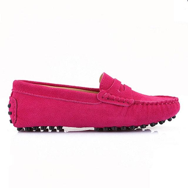 Top Fashion Women's Flat Shoes - Genuine Leather - Casual Loafers Soft Slip On Moccasins Lady Driving Shoes (D40)(FS)