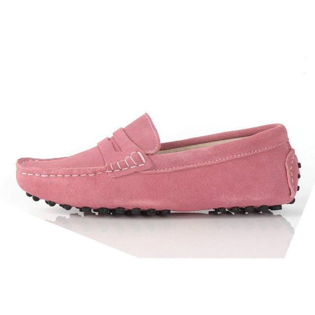 Top Fashion Women's Flat Shoes - Genuine Leather - Casual Loafers Soft Slip On Moccasins Lady Driving Shoes (D40)(FS)