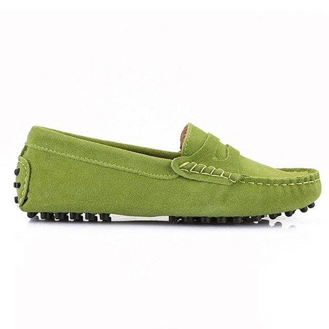 Top Fashion Women's Flat Shoes - Genuine Leather - Casual Loafers Soft Slip On Moccasins Lady Driving Shoes (D40)(FS)