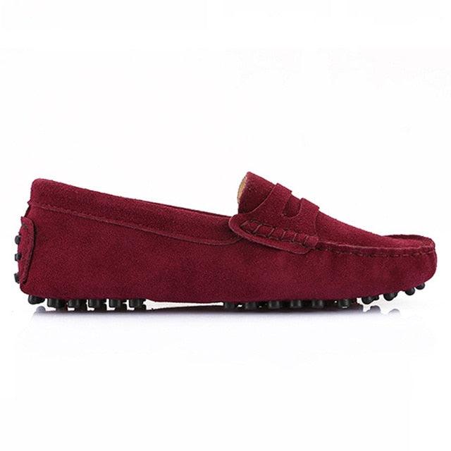 Top Fashion Women's Flat Shoes - Genuine Leather - Casual Loafers Soft Slip On Moccasins Lady Driving Shoes (D40)(FS)