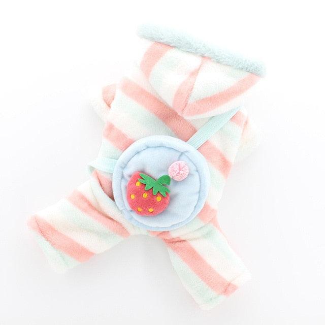 Winter Dog Clothing - Cute Strawberry Dog Jumpsuit - Pomeranian Yorkshire Terrier Costume (W5)(W2)(F69)